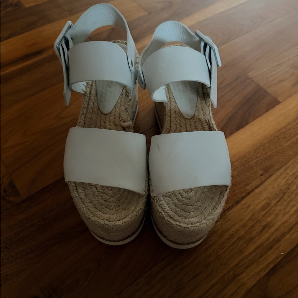 Paloma Barceló White Leather Espadrille Platform Wedge Sandals Size36